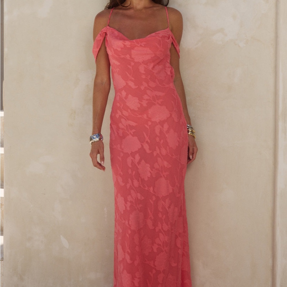 Watermelon Off-Shoulder Maxi Gown from Runaway the Label